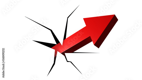 Red up arrow. Pointer up in...