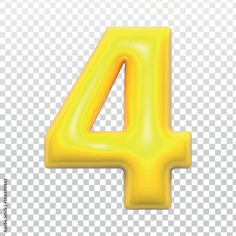 Vector realistic isolated golden number of 4 on the transparent background. Vector realistic isolated golden number of 4 on the transparent background.