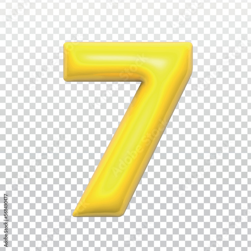 Vector realistic isolated golden number of 7 on the transparent background.