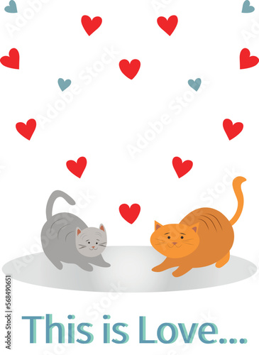 illustration of cats in love