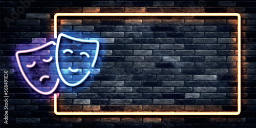 Vector realistic isolated neon sign of Drama frame on the wall background.