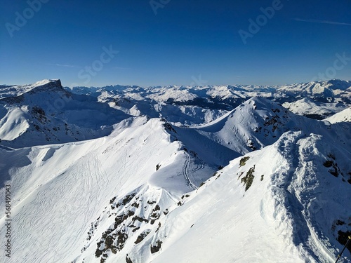 Summit ridge to Riedchopf Ronggspitz in Switzerland Austria. Fantastic winter mountain weather. ski mountaineering. High quality photo photo