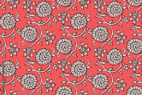 AJRAKH, SANGANER, BAGRU, TWINE FLORAL BLOCK PRINT, INDIAN PRINTS BOHO PRINTS IN EDITABLE FILE