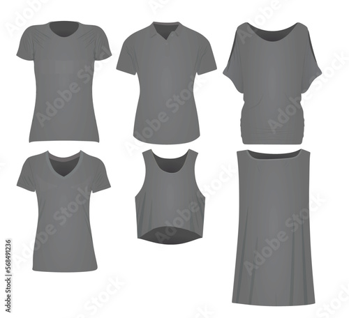 T shirt, polo t shirt, shirt, and sweatshirt set. vector illustration