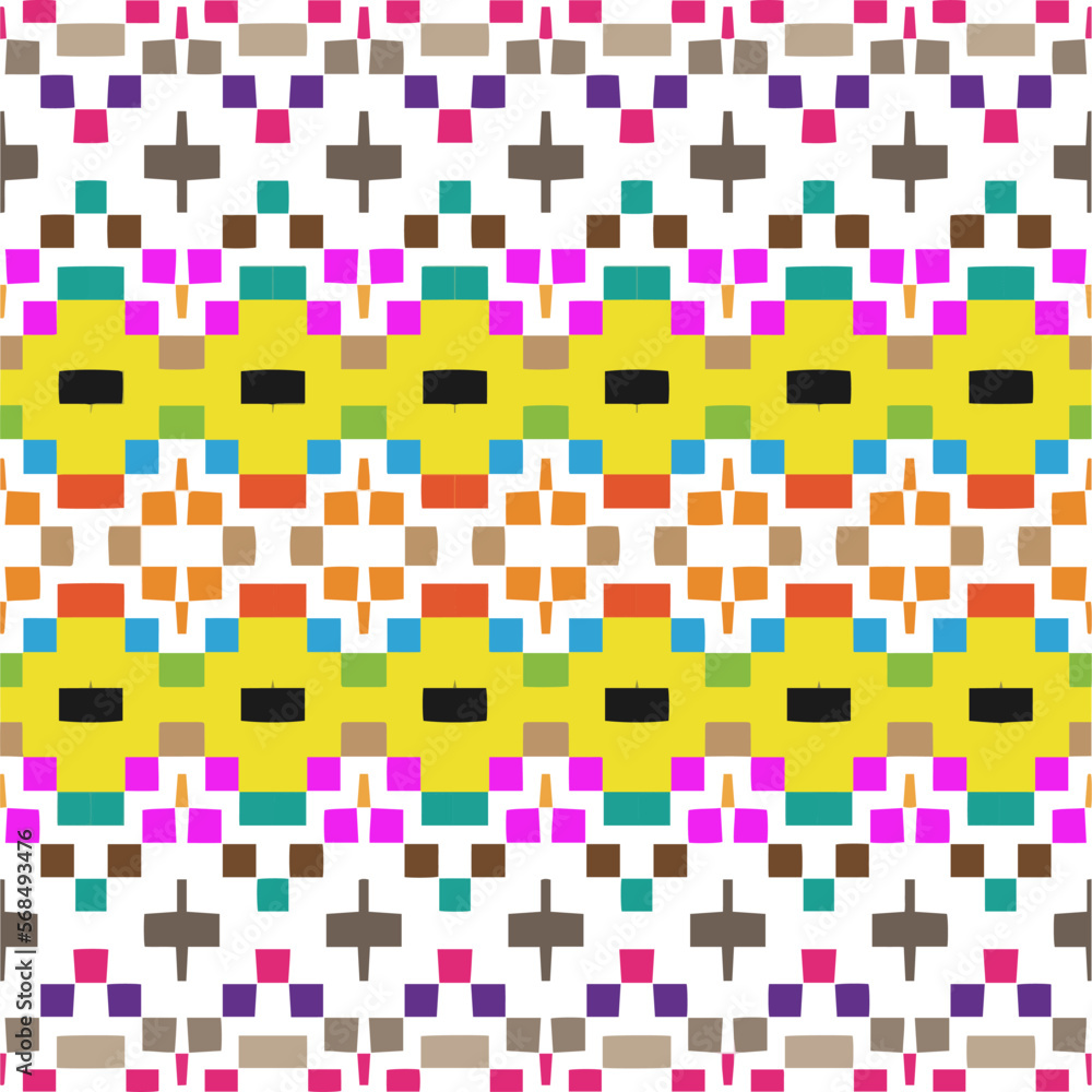 Vector geometric ornament in ethnic style. Seamless pattern with abstract shapes, repeat tiles. Repeating pattern for decor, fabric,textile and fabric. Vector geometric ornament in ethnic style. Seamless pattern with abstract shapes, repeat tiles. Repeating pattern for decor, fabric,textile and fabric.
