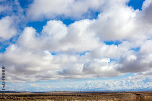 A dramatic skyscape with cumulus clouds
