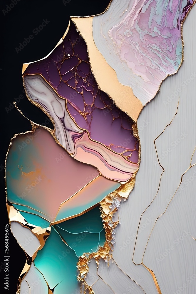 Agate de marbre abstrait fond multicolore avec kintsugi. Idéal pour le papier peint.