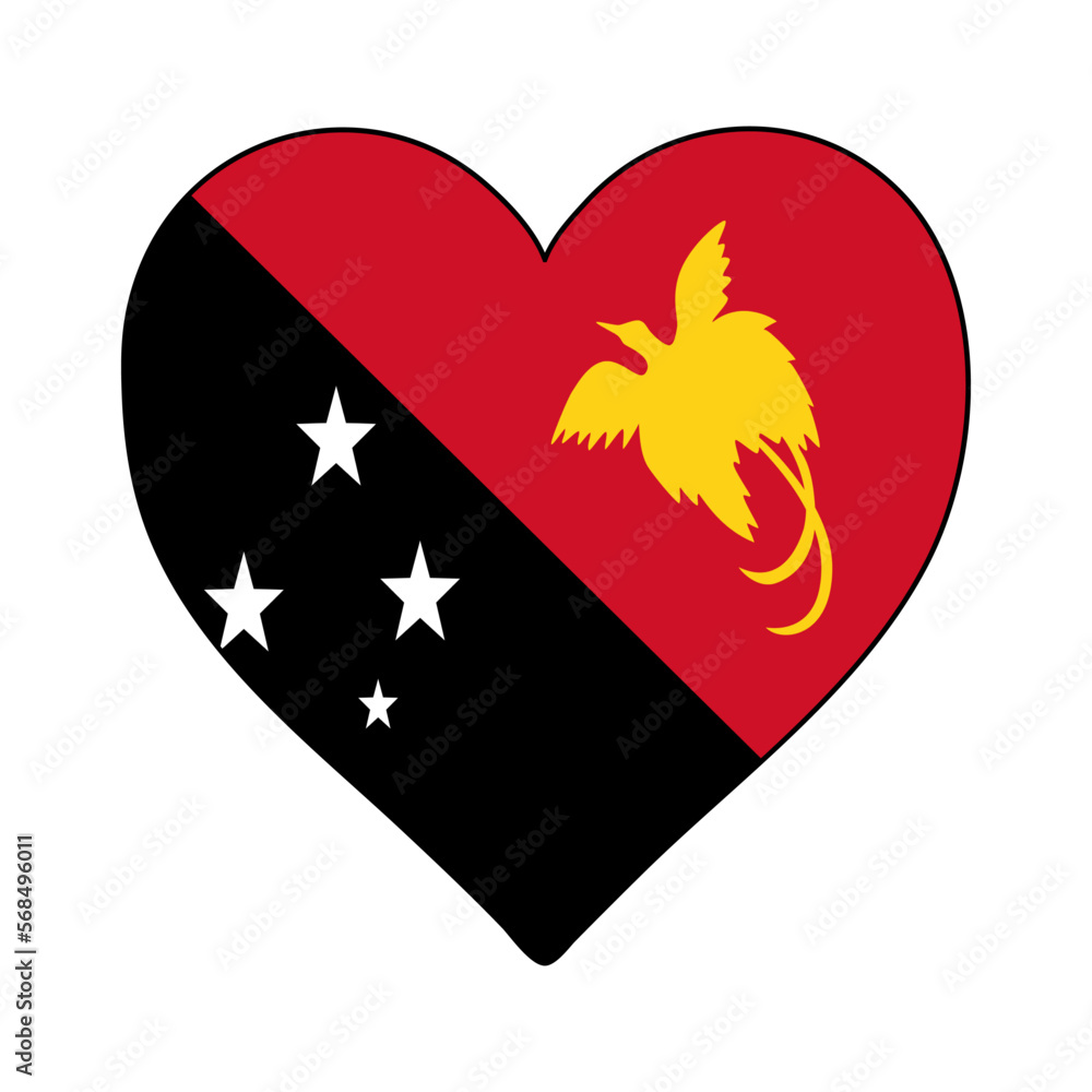 Papua New Guinea Heart Shape Flag. Love Papua New Guinea. Visit Papua New Guinea. Vector Illustration Graphic Design. Papua New Guinea Heart Shape Flag. Love Papua New Guinea. Visit Papua New Guinea. Vector Illustration Graphic Design.