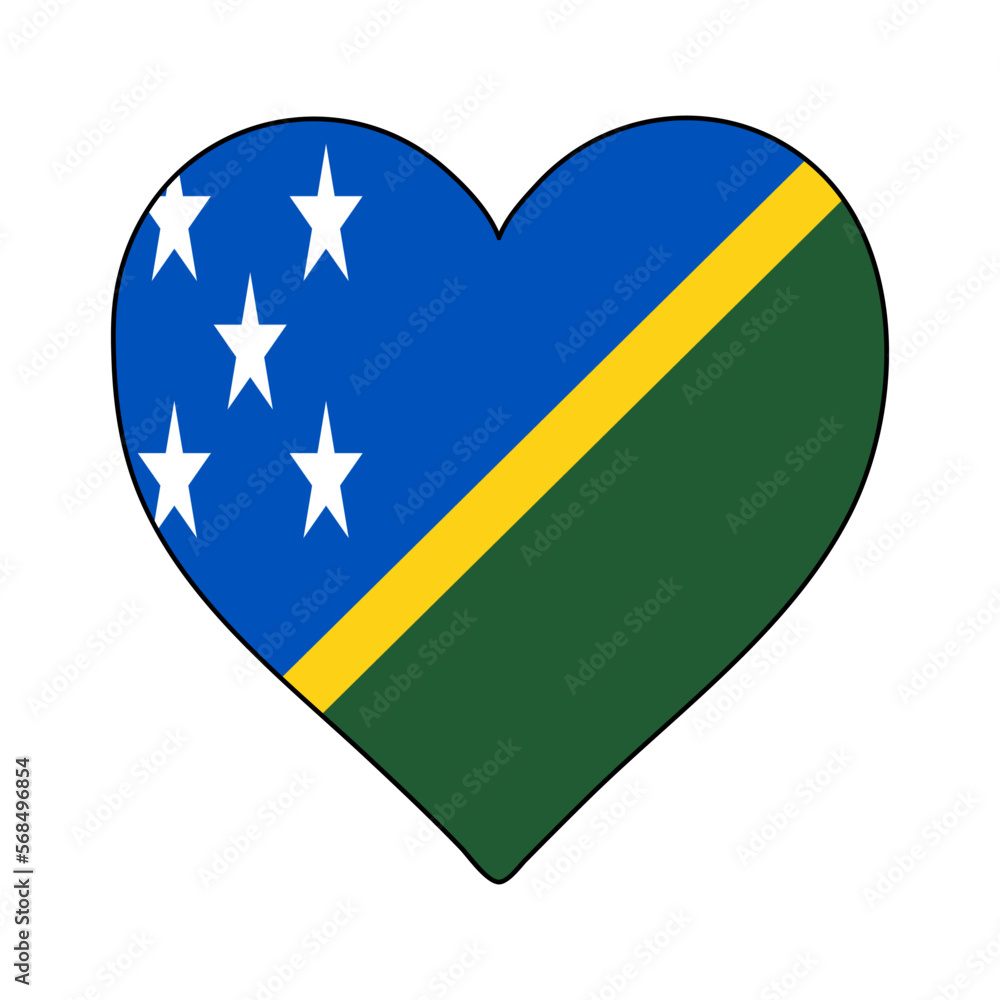 Solomon Islands Heart Shape Flag. Love Solomon Islands. Visit Solomon Islands. Vector Illustration Graphic Design. Solomon Islands Heart Shape Flag. Love Solomon Islands. Visit Solomon Islands. Vector Illustration Graphic Design.