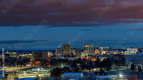 Boise skyline with depot at night
