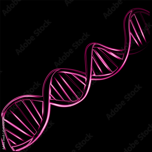 Vector isolated illustration of cells DNA with neon effect.
