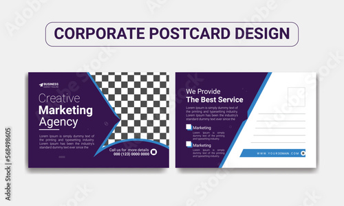 Corporate business or marketing agency postcard template design 