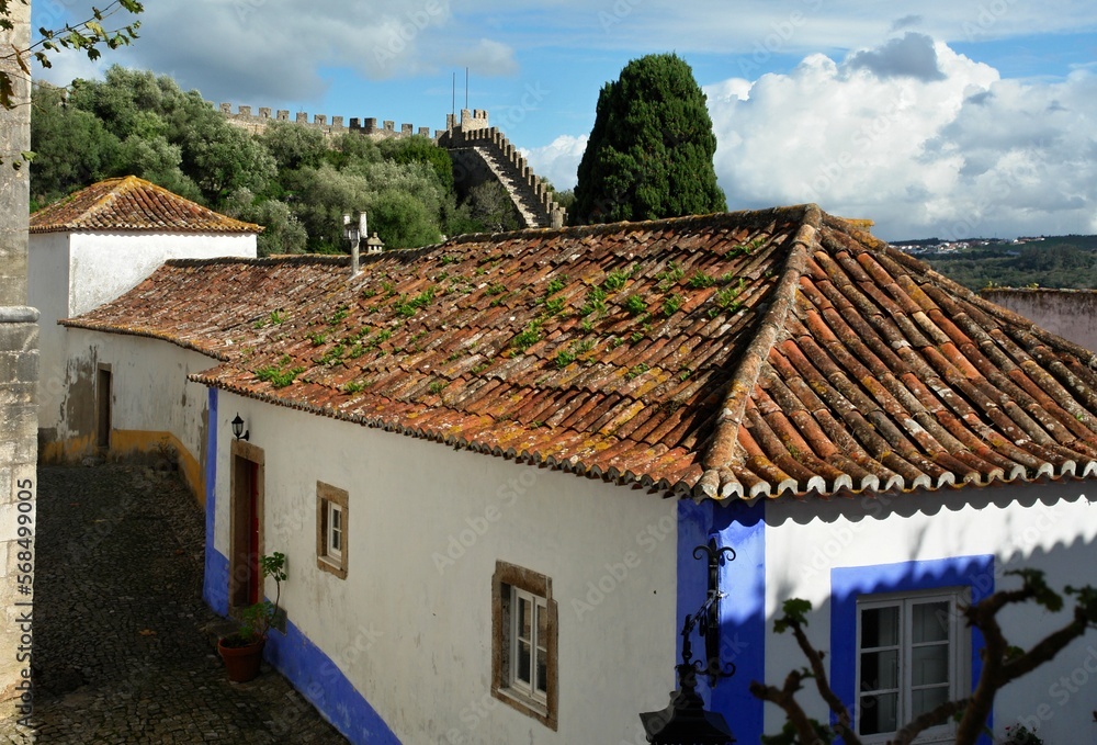 Typical traditional architecture in Obidos, Centro - Portugal 