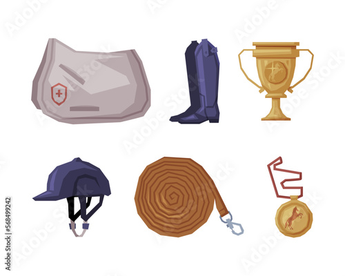 Equestrian Sport Equipment Tools Vector Set
