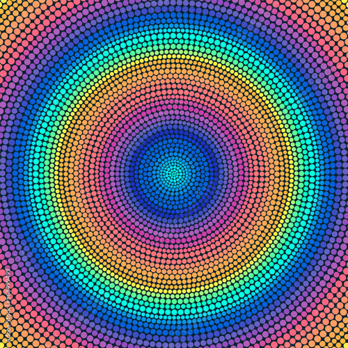 Meditative pattern with colorful circles. Psychedelic vector illustration in bright colors.