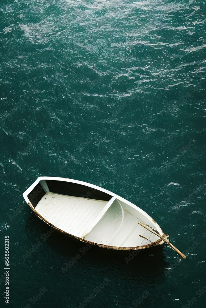 Mer minimaliste avec un paysage de bateaux. Idéal pour le papier peint, carte postale.