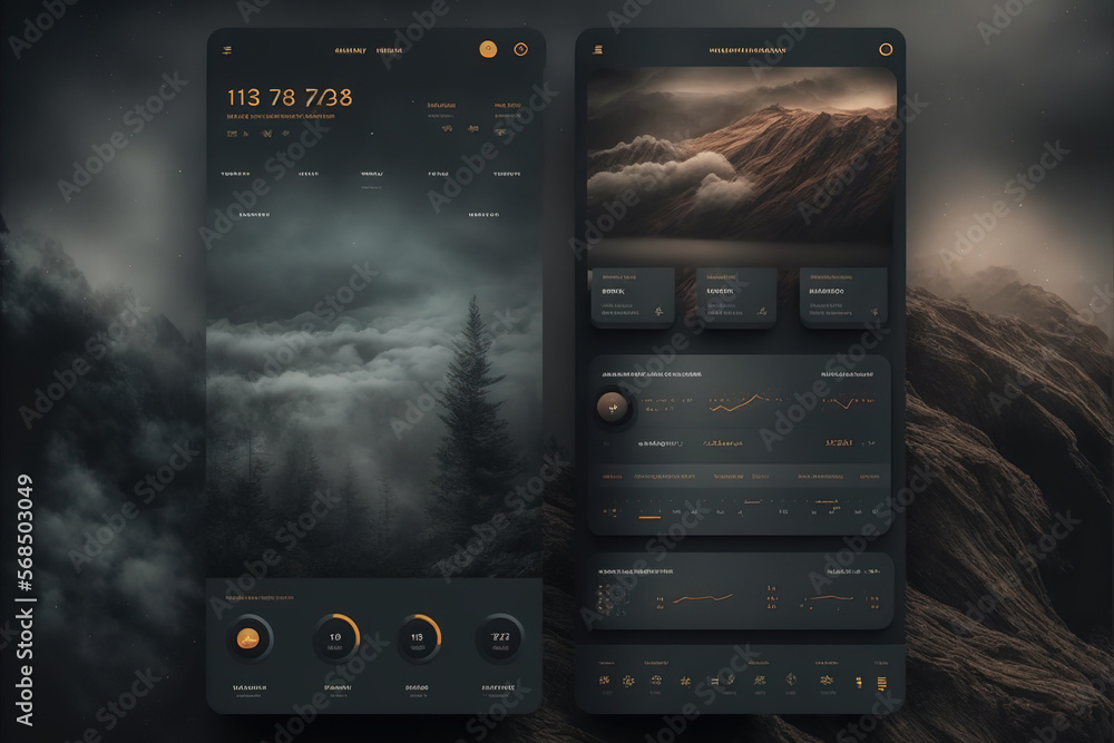 Beautiful Dark Theme User Interface Image Template Generative AI Stock ...
