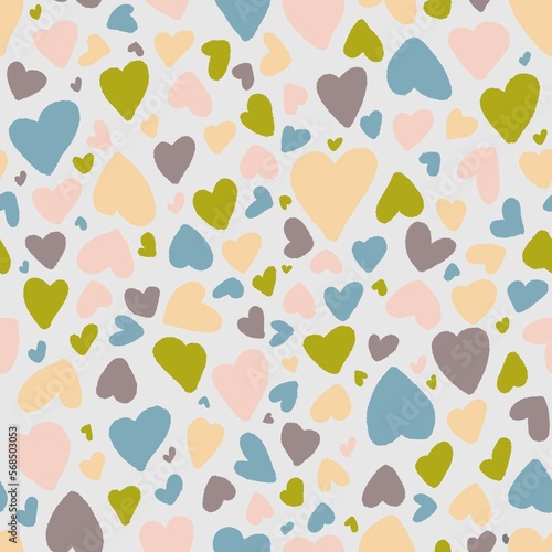 seamless pattern with multicoloured hearts