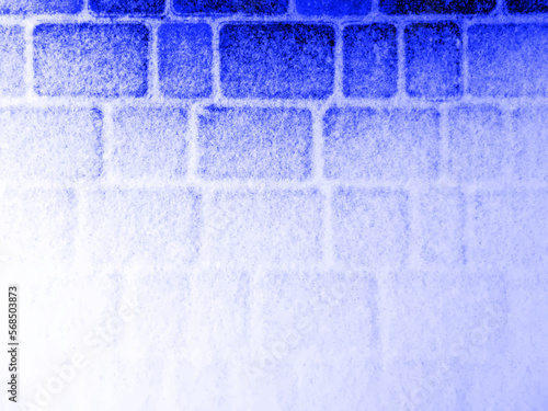 Blue and white vector grunge background of paving slabs covered with snow. UHD 4K wallpaper. For screen, desktop, site design, overlay, stencil, banner, stylization, design and polygraph. Good texture