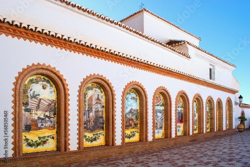 Beautifuly decorated wall of church in Competa village, typical spanish colonial architecture, Andalusia, Spain