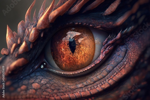 Eye of fantasy dragon. Generative AI  © Diatomic