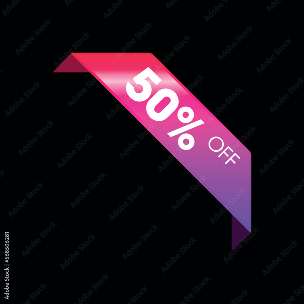 50% Fuchsia Corner Ribbon Discount Banner Vector Template 50% Fuchsia Corner Ribbon Discount Banner Vector Template