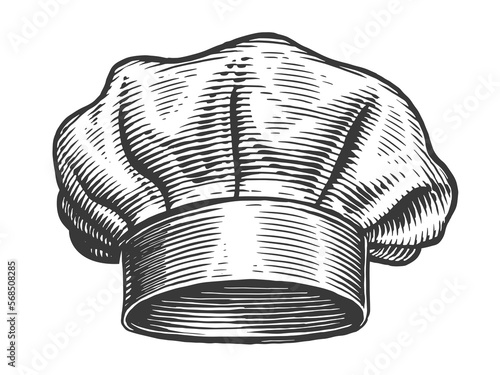 Chef, cook hat. Restaurant menu, cooking food concept. Sketch vintage illustration