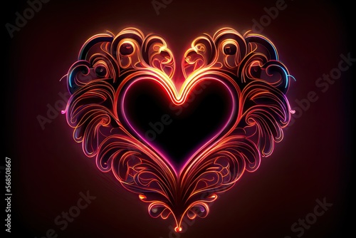 neon light heart - valentines day   Generative AI