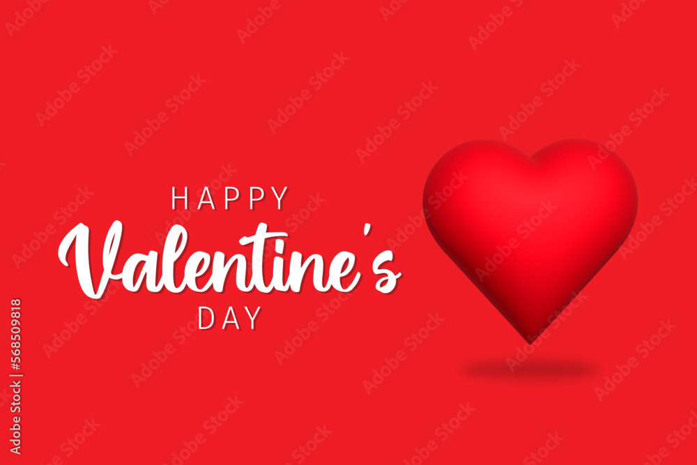 Red Heart Happy Valentine's Day Valentine Banner Design