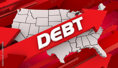 Fotografia Debt Ceiling Financial Crisis United States America Deficit Rising Arrows 3d Ill