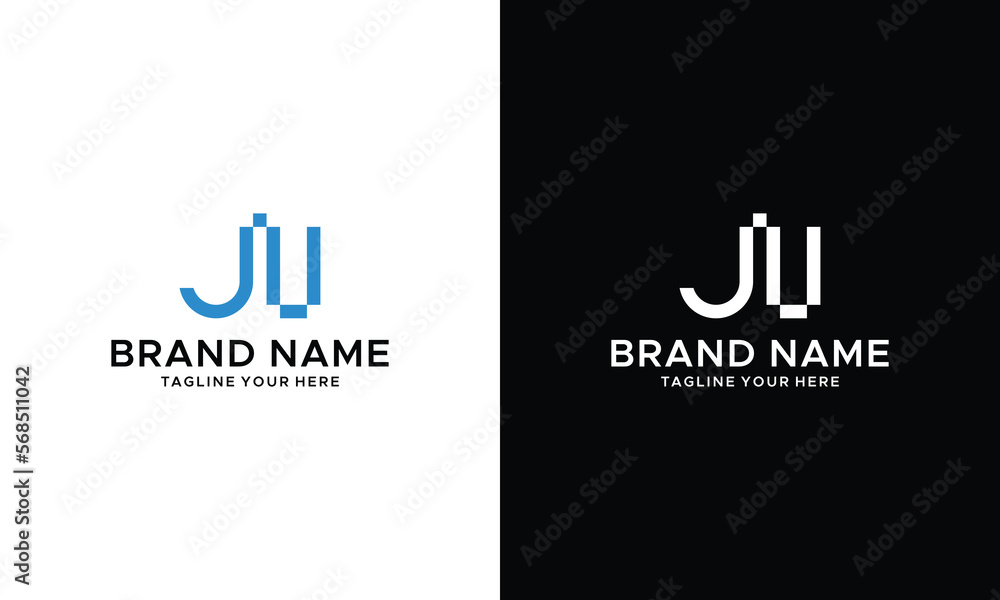 Modern Letter JU Logo, suitable for any business or identity with JU or UJ initials. on a black and white background. Modern Letter JU Logo, suitable for any business or identity with JU or UJ initials. on a black and white background.
