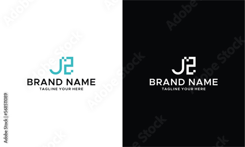 J Z Initial logo template vector on a black and white background.