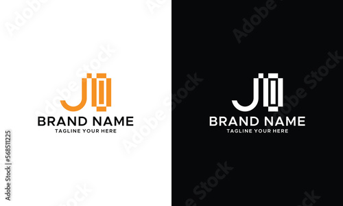 Initials alphabet letters JO or OJ monogram logo on a black and white background.