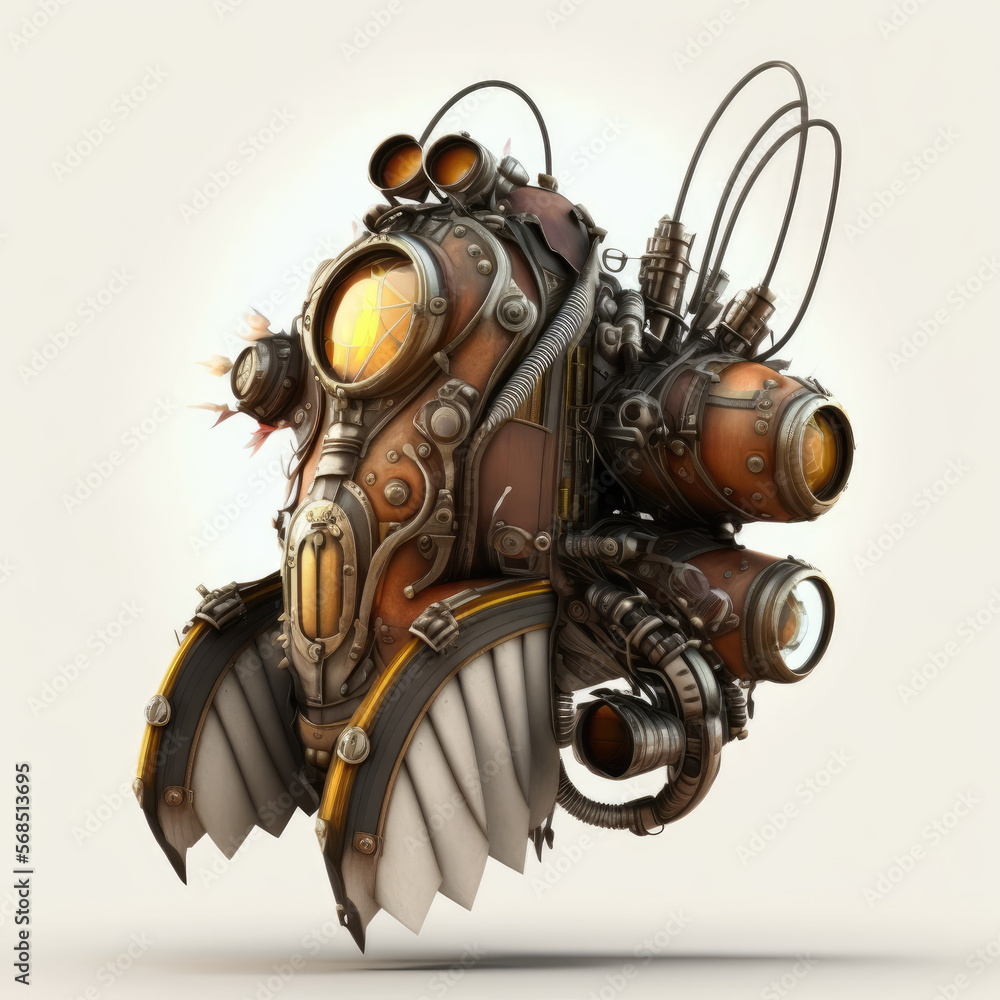 Fototapeta premium Steampunk Soar: A Mechanical Marvel Jetpack
