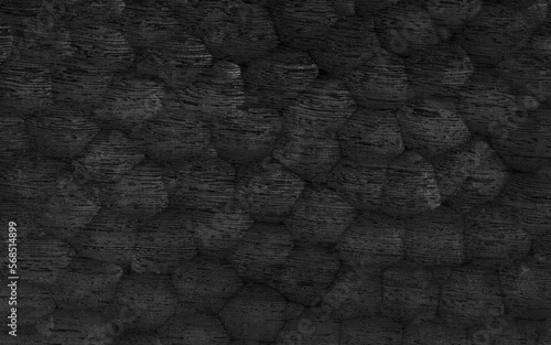 Fototapeta Hammered carved black wood high resolution