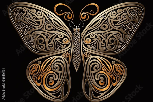 intricate Gaelic butterflies design illustration. Beautiful Artwork illustration © dhansu