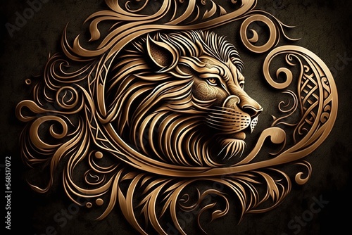 intricate gaelic lion design illustration. Beautiful Artwork illustration