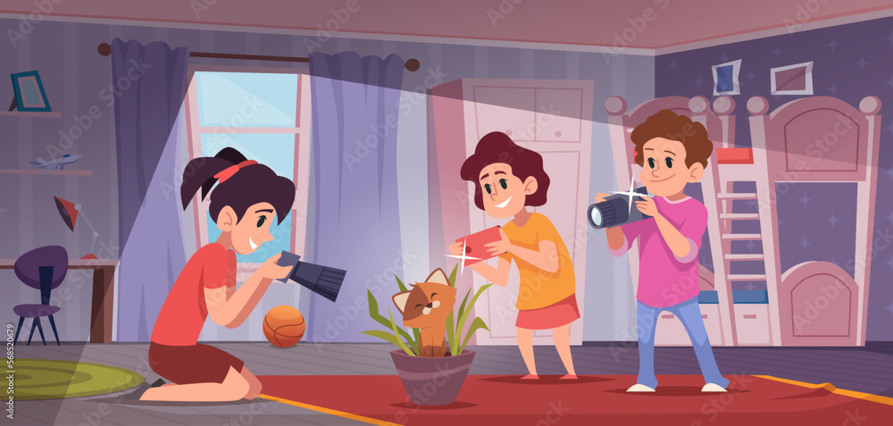 Photographers background. Little creative characters outdoor people kids making photo exact vector templates Photographers background. Little creative characters outdoor people kids making photo exact vector templates