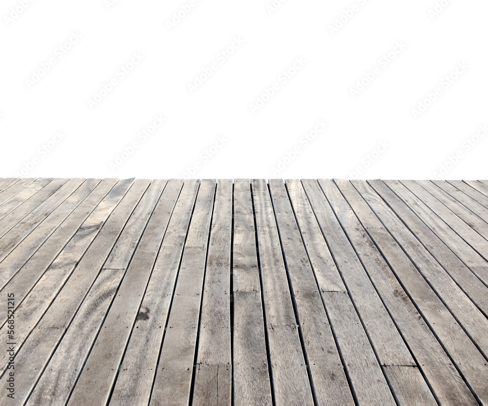 empty wooden floor isolated with clipping path