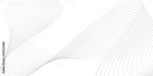 Undulate Grey Wave Swirl, frequency sound wave, twisted curve lines with blend effect. Technology, data science, geometric border pattern. Isolated on white background. Vector illustration.