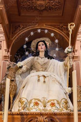 Image of Virgin Divina Pastora de Triana, Divine Shepherdess of Triana inside of The Royal Parish of Santa Ana (Saint Anne) in Seville, in the Triana neighborhood, popularly the Cathedral of Triana.