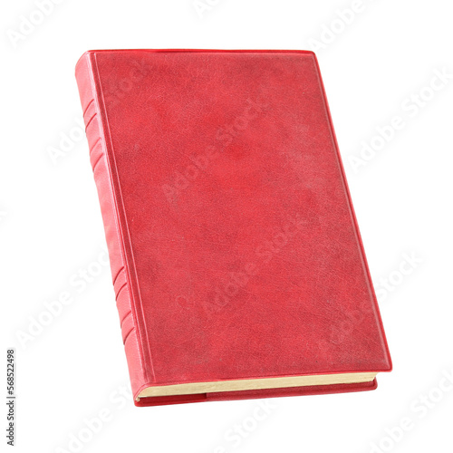 Old red book isolated with clipping pathfor mockup