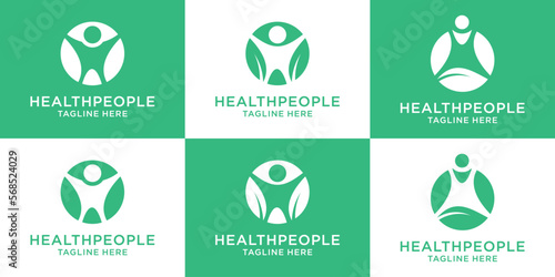 set logo design health and people vector illustration