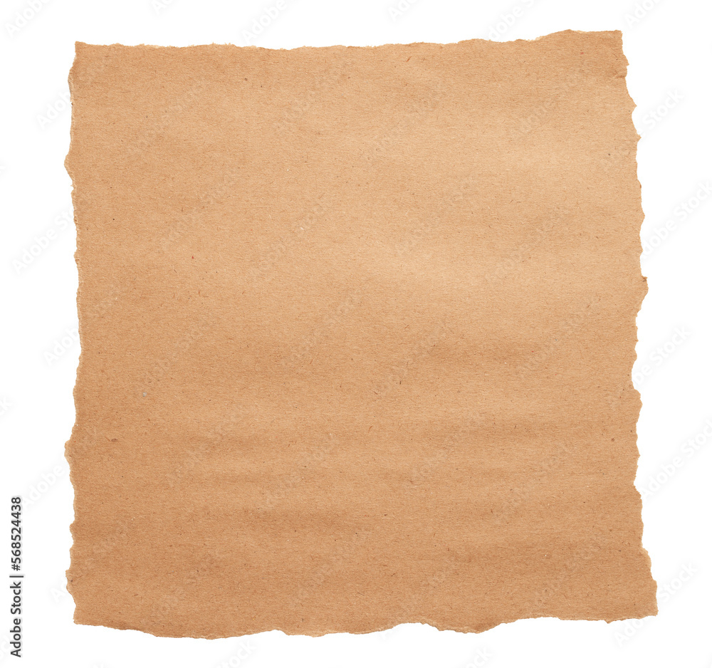 Сrumpled brown baking paper sheets isolated on white background, top view. Empty space for your message.