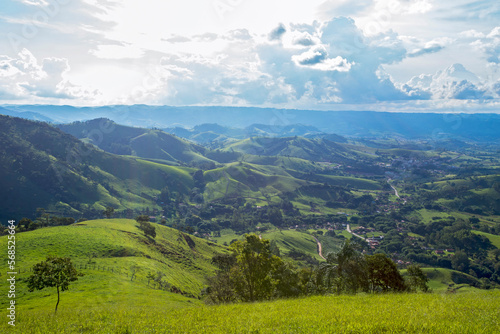 Small town nestled among the green hills of Serra da Mantiqueira in the state of Minas Gerais, Brazil