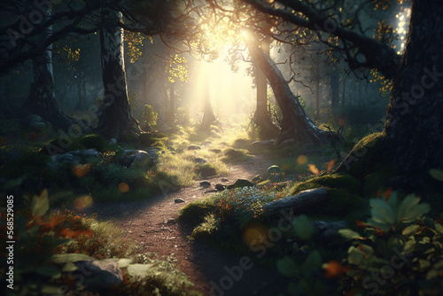 sunlight, fairy forest, octane render, ultrarealistic, dramatic, cinematic © gidon