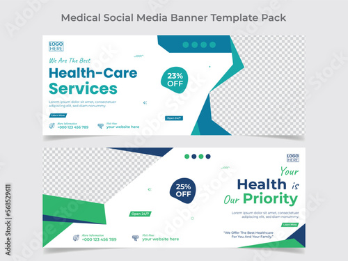 Medical healthcare social media cover design and web banner design template