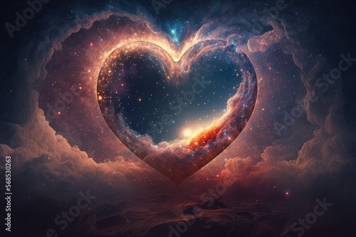 Fotografija Universal Love Shining Through Space and Time to Reach the Heart-Shaped Dimensio