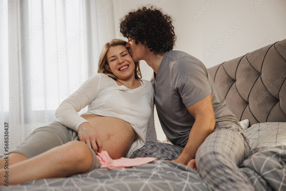 Pregnant Couple Feels Love And Relax At Home Pregnant Couple Feels Love And Relax At Home