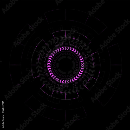 Abstract futuristic technology background. On a black background. Vector illustratio